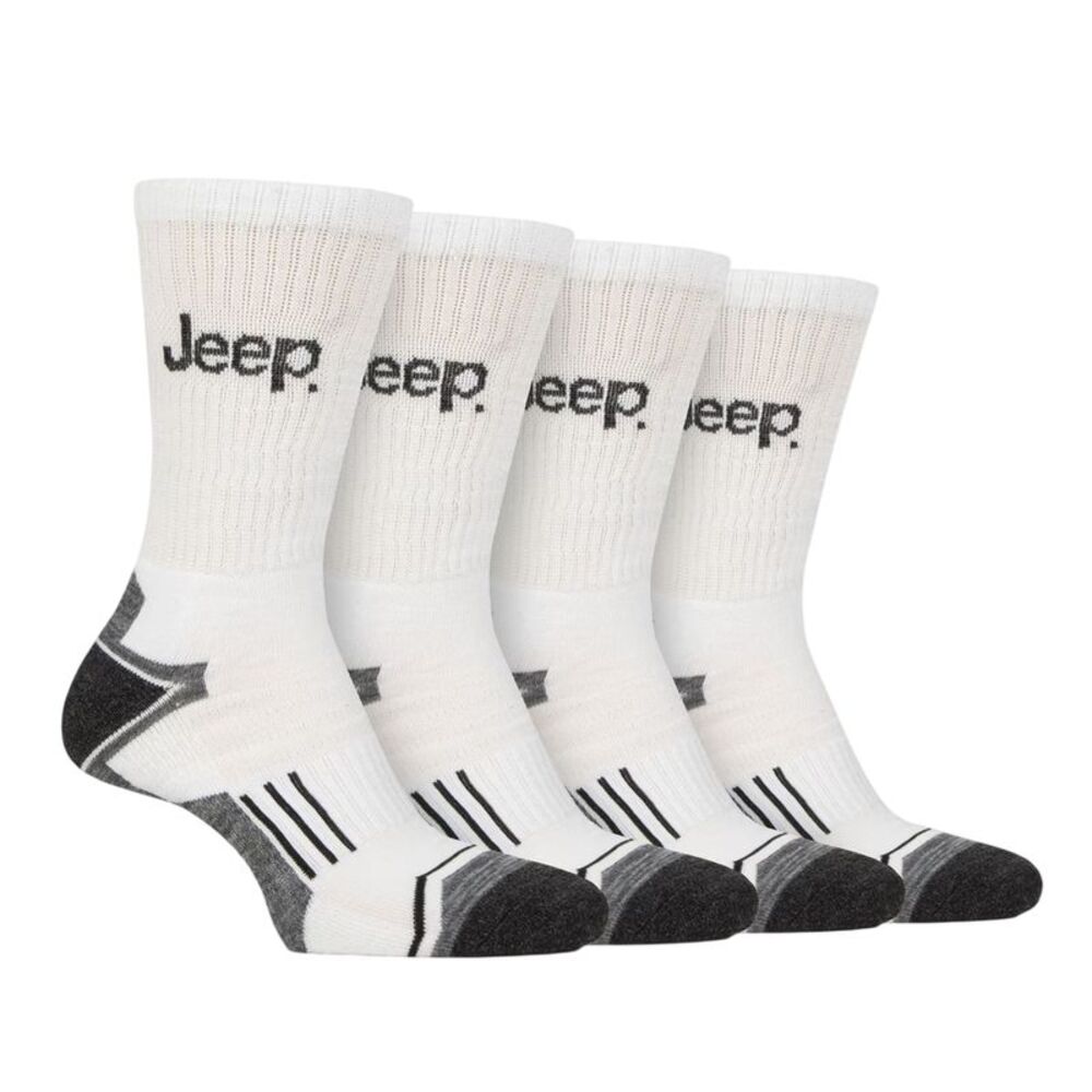Jeep Mens Contrast Crew Socks (Pack of 6) / White